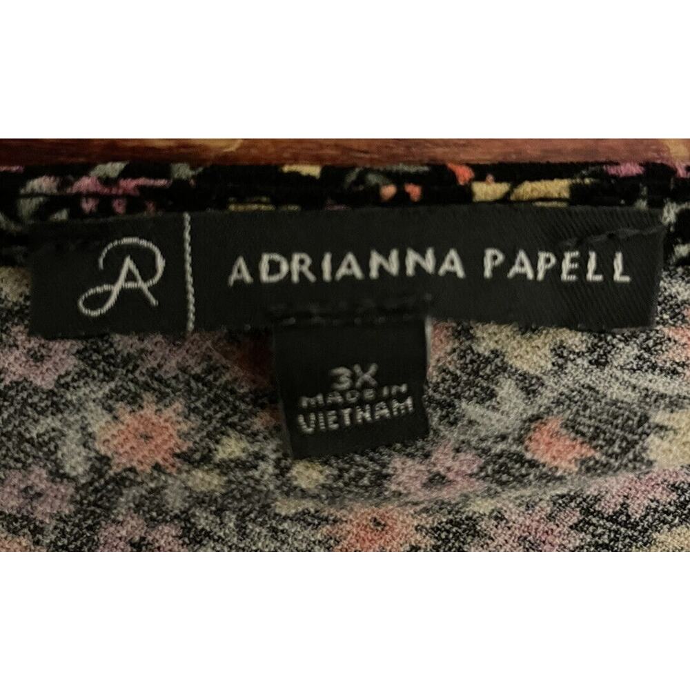 Size 3X Adrianna Papell Balloon 3/4‎ Sleeve Multicolored Floral Print Womens Top - Picture 9 of 9